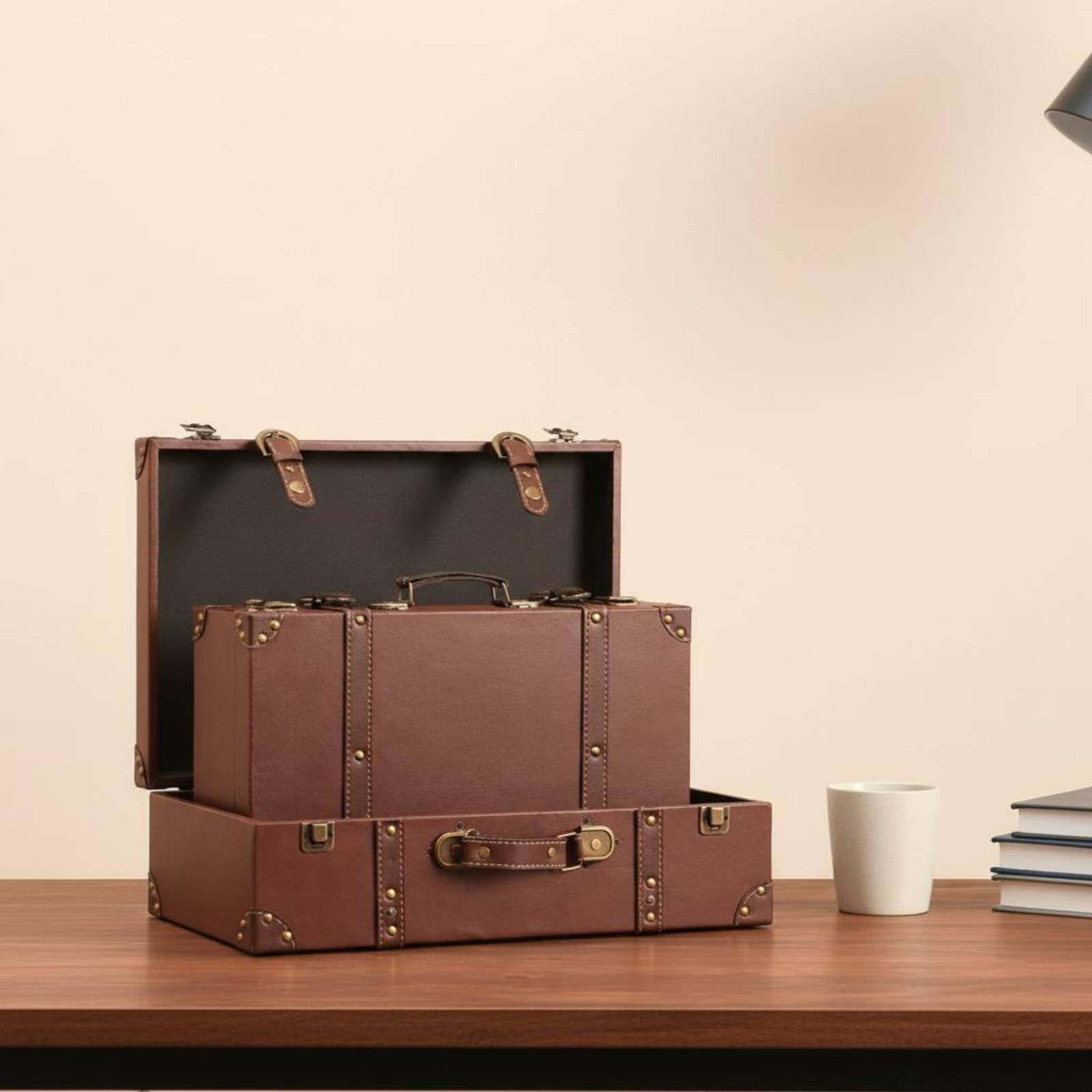 Retro Vintage Trunk Suitcase - Baule Vintage in Similpelle Rigido, Baule